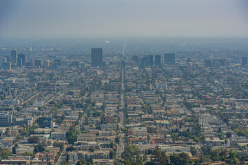 アメリカ　天文台から望むロサンゼルスのダウンタウンの街並み
