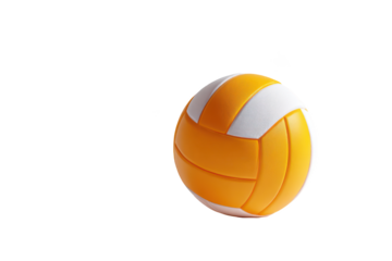 Yellow and white volleyball isolated on black background, sporting equipment graphic