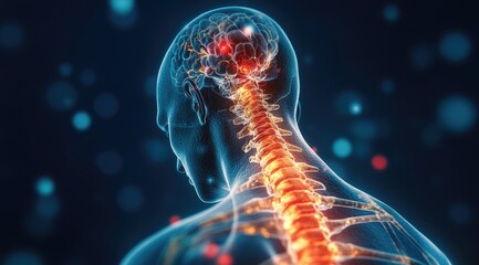 3D medical illustration of painful spine