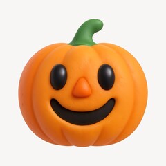Smiling pumpkin with green stem.