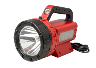 Red flashlight isolated on white background