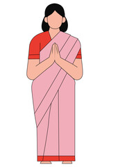 Woman In Saree, Indian wear, namaste gesture, Indian Woman in desi attire