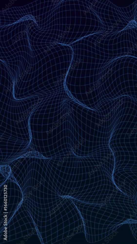 Wall mural abstract blue grid pattern creating a dynamic and digital texture on a dark background.