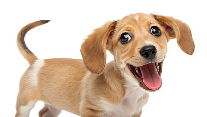 Funny dog with moving tail cartoon playful puppy PNG. AI GENERATED.
