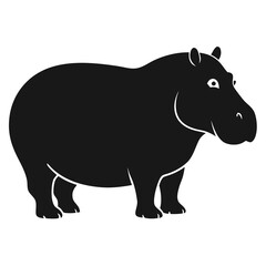 Simple black silhouette of a hippo standing