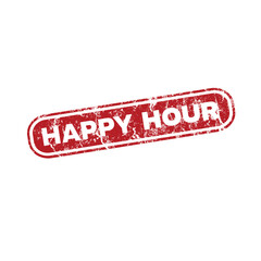 Happy hour - red grunge stamp