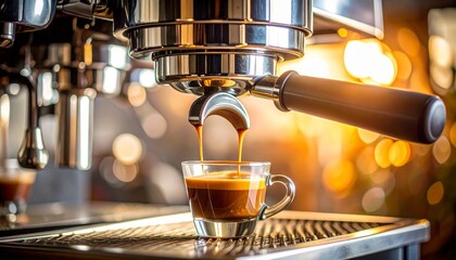 Maquina de Café espresso, realizando un café cremoso	
