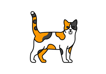 Obraz premium Calico Cat Standing with Patched Coat Vector Icon