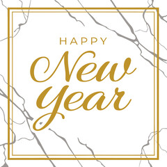 Elegant happy new year greeting card with gold frame