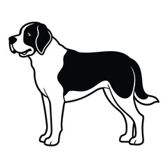 Sleek black saint bernard illustration a detailed vector artwork of a majestic dog breed perfect for various design applications