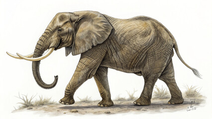 Obraz premium Extinct animal African forest elephant isolated on white background