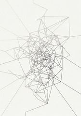 Delicate linear network forming an abstract geometric cluster on stark white backdrop