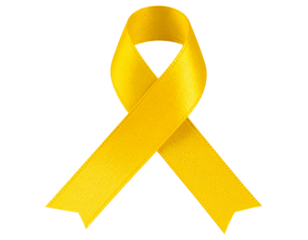 3D Yellow Ribbon for September Awareness, Transparent Background PNG