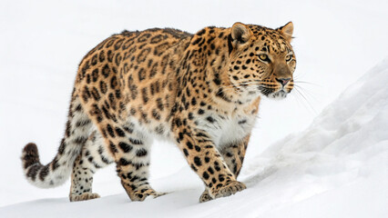 Fototapeta premium Extinct animal amur leopard isolated with white background