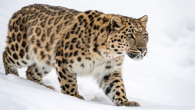 Extinct animal amur leopard isolated on white background