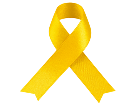3D Yellow Ribbon for September Awareness, Transparent Background PNG