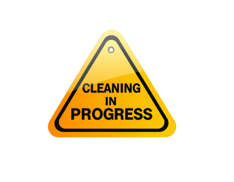 Caution Cleaning in Progress Sign, Yellow Triangle PNG