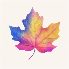 Obraz premium Maple Risograph style plant leaf tree.