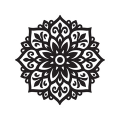 Ornamental Mandala Design Vector – Black Floral Symmetry Art
