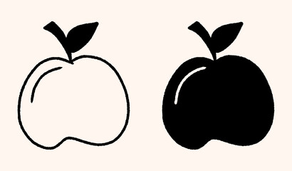 Apple fruit vector icon, Delicious apple line art icon with whole apple vector shape silhouette for food apps and websites