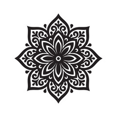 Ornamental Mandala Design Vector – Black Floral Symmetry Art