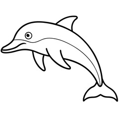 Obraz premium Simple outline drawing of a dolphin leaping