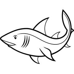 Obraz premium Simple outline drawing of a friendly shark