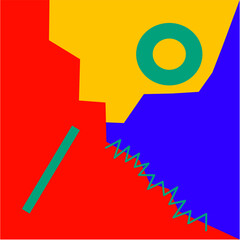 Abstract Geometric Shapes Graphic in Yellow  Red  and Blue