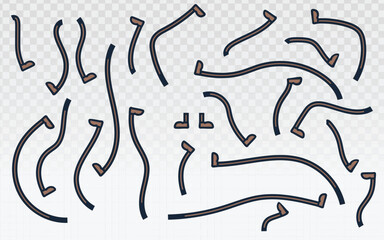 A collection of hand-drawn vector doodle legs with feet, presented in a clean, fluid, and whimsical style. Ideal for adding a fun, quirky element to cartoon character or mascot designs.