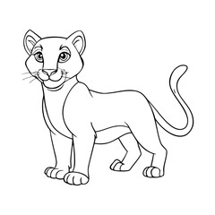 A puma coloring page featuring a sleek, powerful big cat in a natural pose, ready to be brought to life with vibrant colors and creative imagination.
