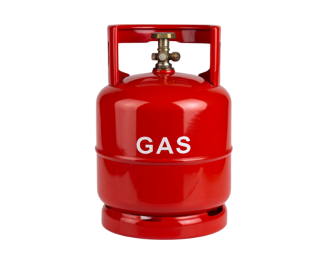 Propane Gas Cylinder with Bold ‘GAS’ Typography, Transparent Background