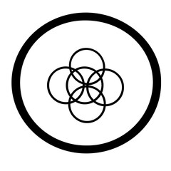 Interlocking circles symbol inside a thick circle line art