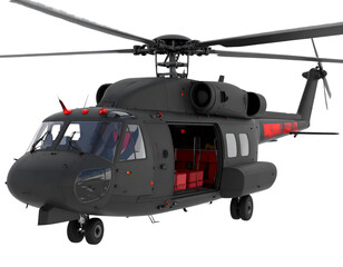 Obraz premium Red Emergency Cargo Helicopter, Front Perspective PNG