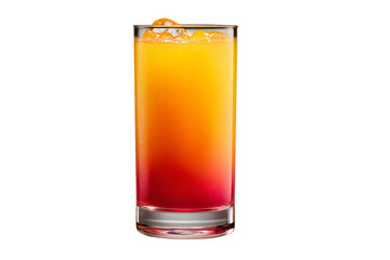 A glass of orange juice with a splash of pink
