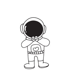 Vector Illustration of a Hand Drawn Astronaut Doodle.  design elements for any purposes. Hand drawn abstract space ship, planets, stars and ufo. Vector line print or banner. kawaii astronaut