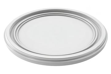 White paint can lid, round, isolated on black background, close-up