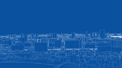 Urban modern landscape. Vector rendering of 3d