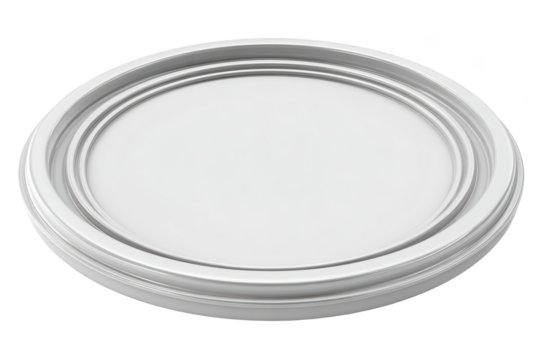 White paint can lid, round, isolated on black background, close-up