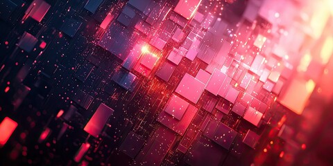 Obraz premium This abstract scene incorporates dynamic and interactive elements into digital backgrounds, using abstract shapes and glowing effects for an immersive visual experience.