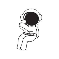 Vector Illustration of a Hand Drawn Astronaut Doodle.  design elements for any purposes. Hand drawn abstract space ship, planets, stars and ufo. Vector line print or banner. kawaii astronaut