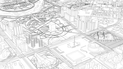 Obraz premium Intricate Urban Blueprint
