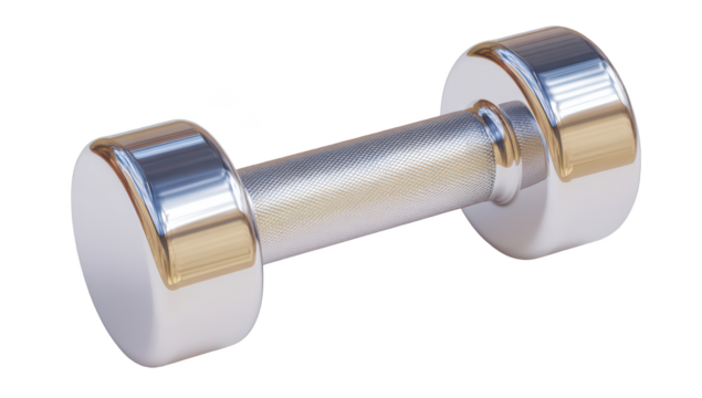Shiny chrome dumbbell, exercise equipment for strength training