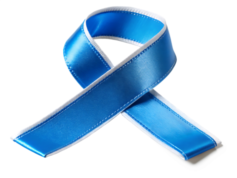 Blue and White Ribbon Awareness Symbol on Background graphic design isolated on a transparent background - Powered by Adobe