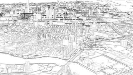 Fototapeta premium Intricate Cityscape Wireframe