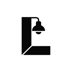 Obraz premium Modern Street Lamp Silhouette Against White Background Graphic Design Element Urban Illumination Icon Single Isolated Streetlight Cutout Minimalist Lighting Concept for Night and Cityscapes