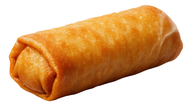 Crisp spring roll with visible steam escaping from the ends.