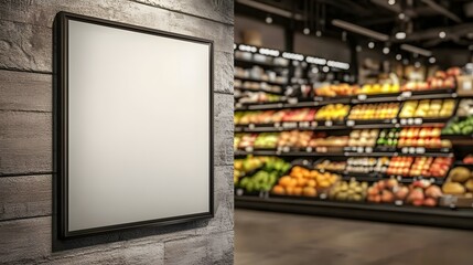 Blank poster in�grocery store�with fruit