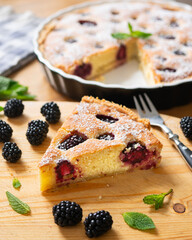 Frangipane tart with raspberries. Traditional Italian recipe.