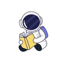 Cute Astronaut in cosmos. Coloring book illustration. Hand drawn doodle cartoon. Education Icon Concept Isolated Premium Vector. Flat Cartoon Style