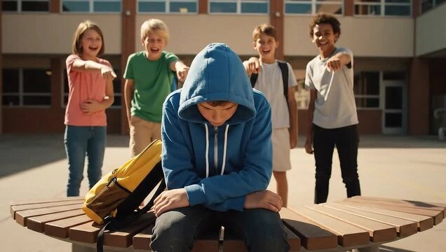 Teen boy bullied by classmates at school